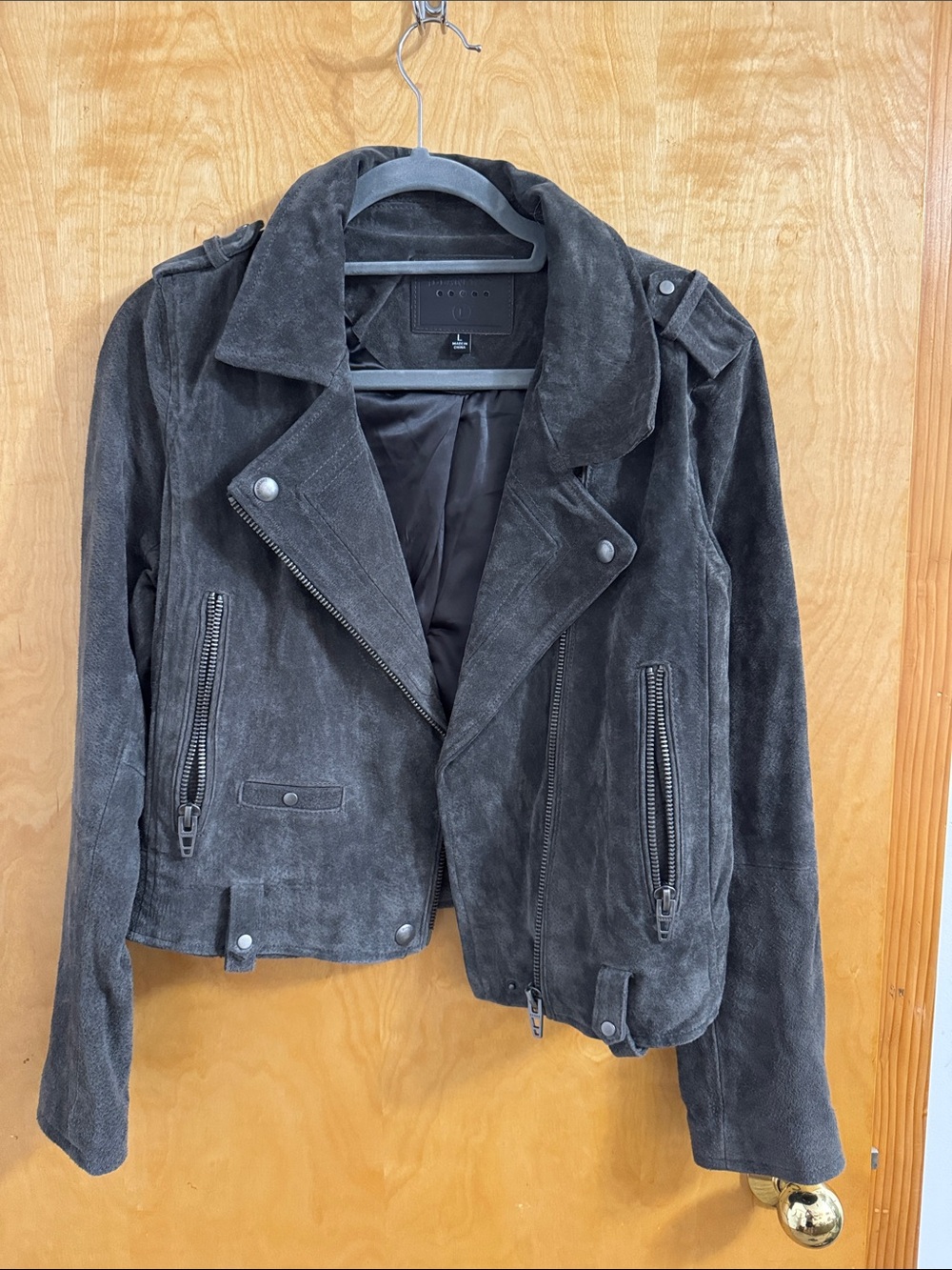 Blank NYC Suede Moto Jacket - French Gray